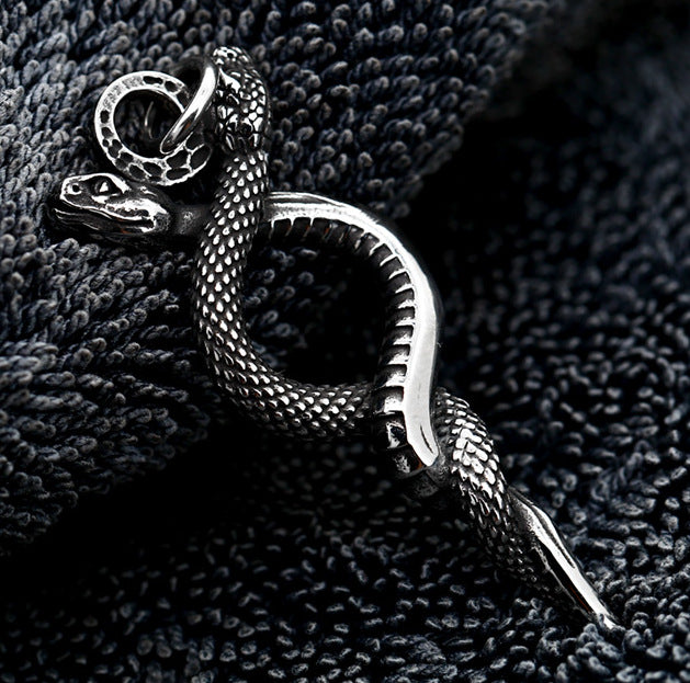 New Animal Snake Shaped Titanium Steel Pendant, Stainless Steel Snake Inlaid with Gemstones, Multiple Accessories