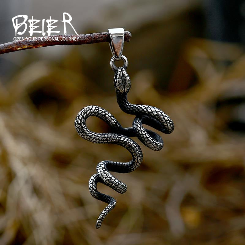 New Animal Snake Shaped Titanium Steel Pendant, Stainless Steel Snake Inlaid with Gemstones, Multiple Accessories
