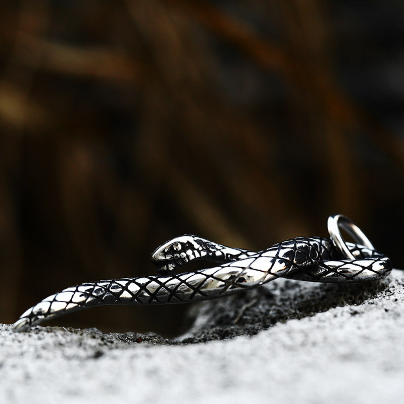 New Animal Snake Shaped Titanium Steel Pendant, Stainless Steel Snake Inlaid with Gemstones, Multiple Accessories