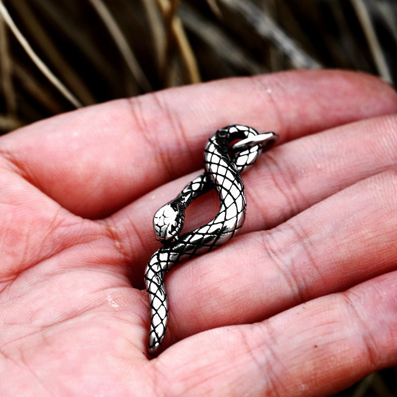 New Animal Snake Shaped Titanium Steel Pendant, Stainless Steel Snake Inlaid with Gemstones, Multiple Accessories
