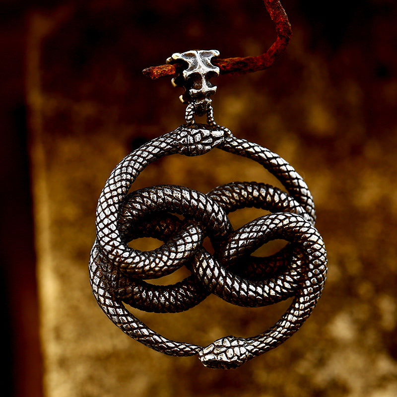 New Animal Snake Shaped Titanium Steel Pendant, Stainless Steel Snake Inlaid with Gemstones, Multiple Accessories