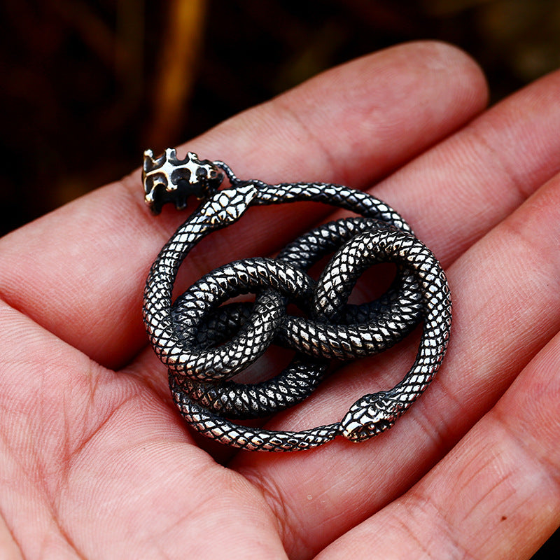 New Animal Snake Shaped Titanium Steel Pendant, Stainless Steel Snake Inlaid with Gemstones, Multiple Accessories