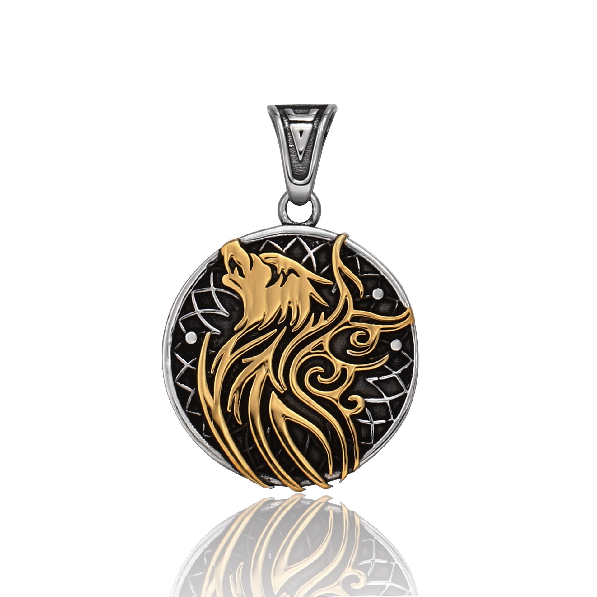 New Viking Letter Triangle Symbol Stainless Steel Pendant with Personalized Wolf Head Titanium Steel Pendant