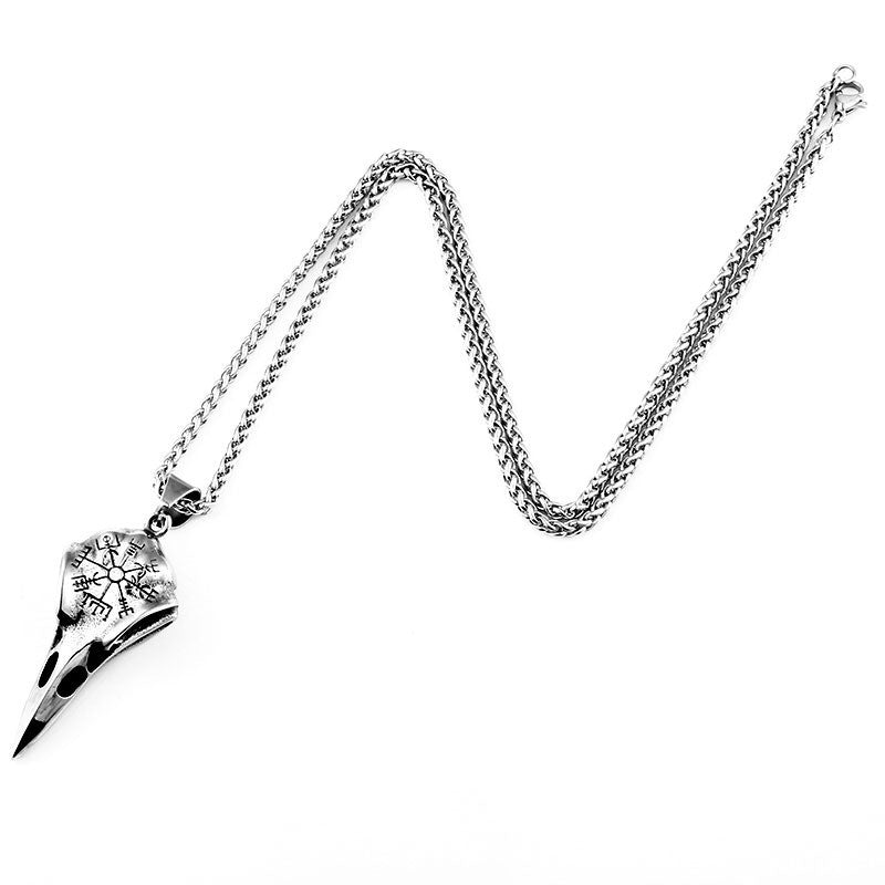 New Retro Crow Beak Stainless Steel Pendant Viking Pirate Rune Compass Titanium Steel Pendant