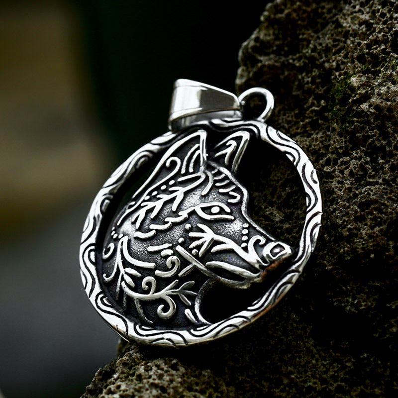 New Viking Wolf Head Necklace Jewelry Wholesale Titanium Steel Retro Fashion Men's Pendant