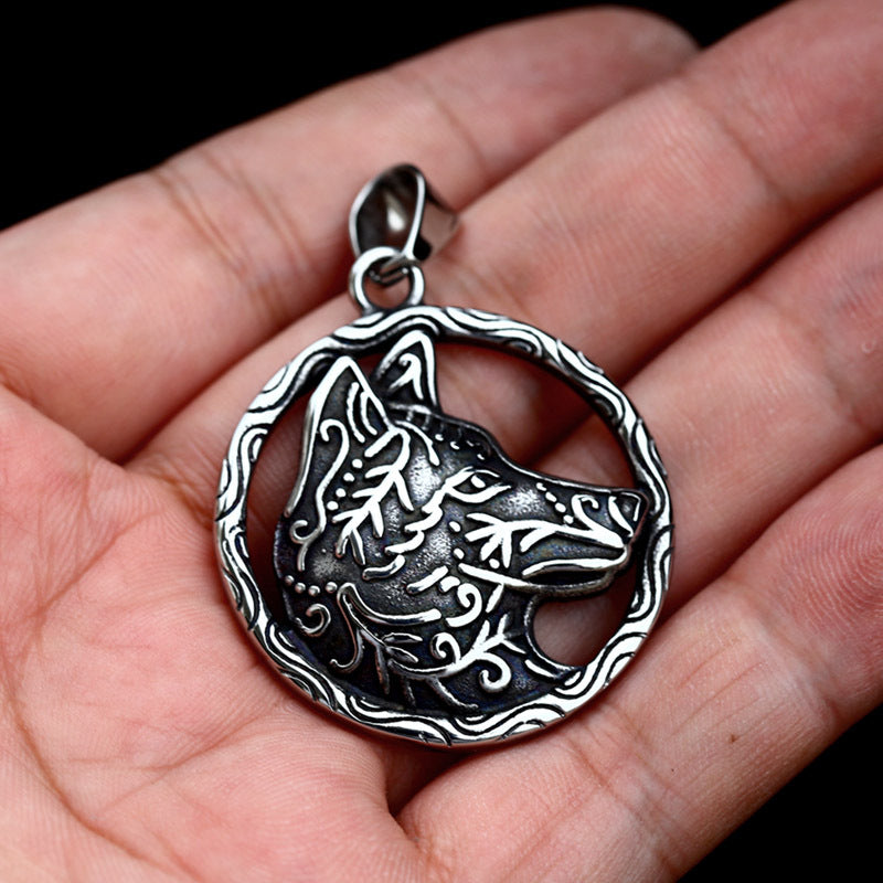 New Viking Wolf Head Necklace Jewelry Wholesale Titanium Steel Retro Fashion Men's Pendant