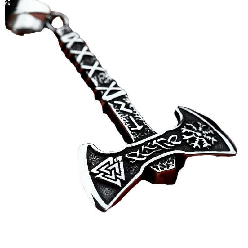 New Viking God of War Axe Titanium Steel Pendant Wholesale New Retro Stainless Steel Men's Pendant