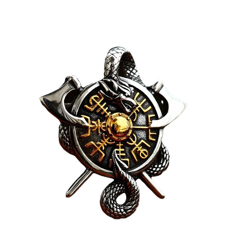 New Viking Double Axe Titanium Steel Pendant Wholesale New Stainless Steel Pendant Jewelry