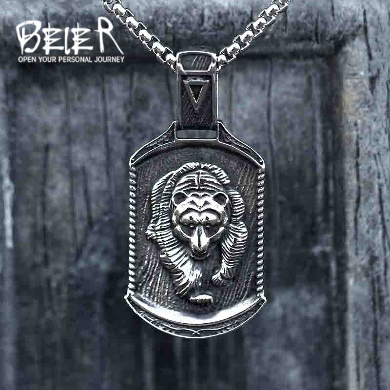 Stainless Steel Domineering Necklace Pendant Wholesale Viking Bear Titanium Steel Pendant Jewelry