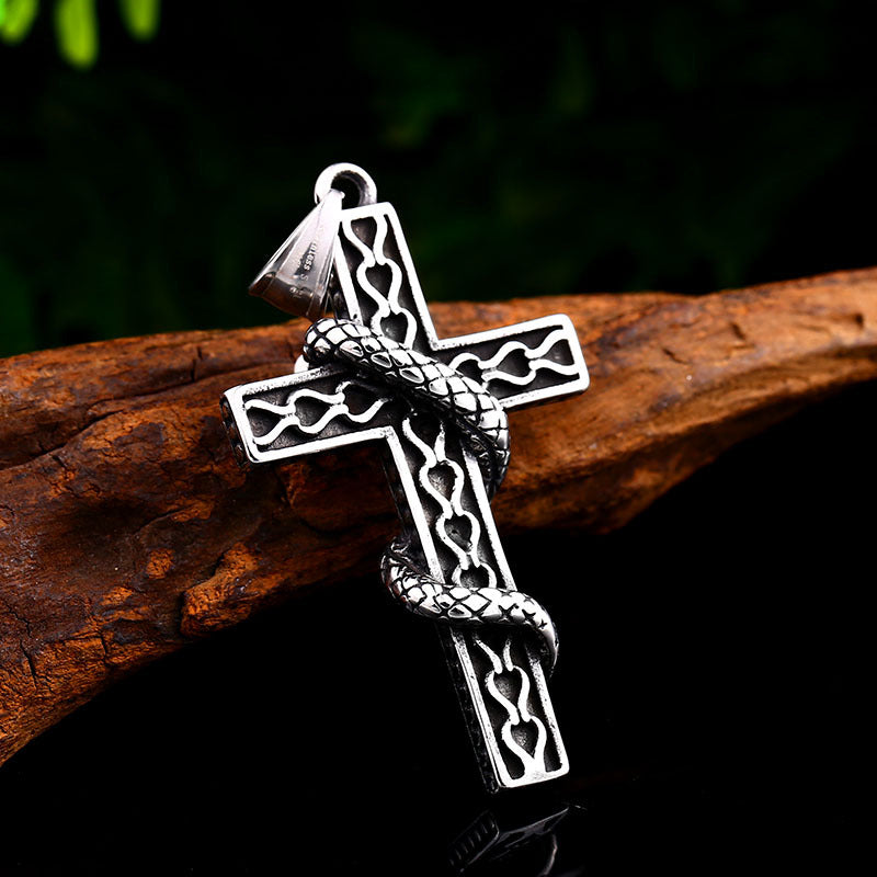 Iking Jewelry Wholesale Titanium Steel Cross Tengsnake Men's Jewelry New Stainless Steel Personalized Item Jewelry