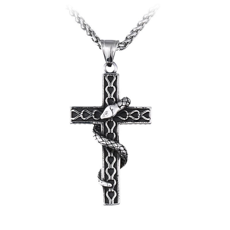 Iking Jewelry Wholesale Titanium Steel Cross Tengsnake Men's Jewelry New Stainless Steel Personalized Item Jewelry