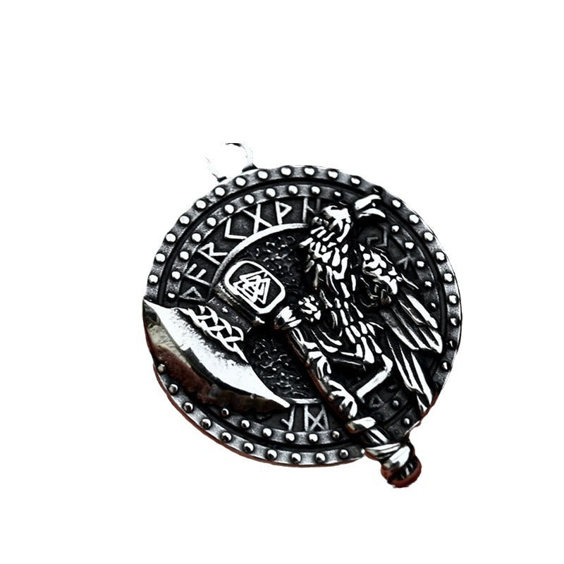 Vintage Viking Rune Axe Crow Titanium Steel Pendant Wholesale New Personalized Item Jewelry