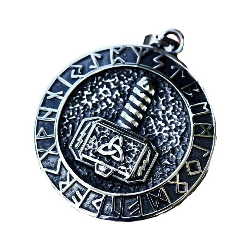 Viking Odin Thor's Hammer Titanium Steel Pendant New Stainless Steel Ethnic Style Pendant Occasional