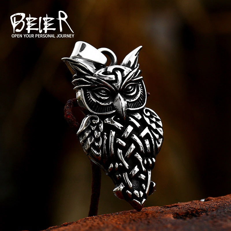 New Viking Celtic Knot Owl Pendant Wholesale Stainless Steel Casting Retro Item Jewelry