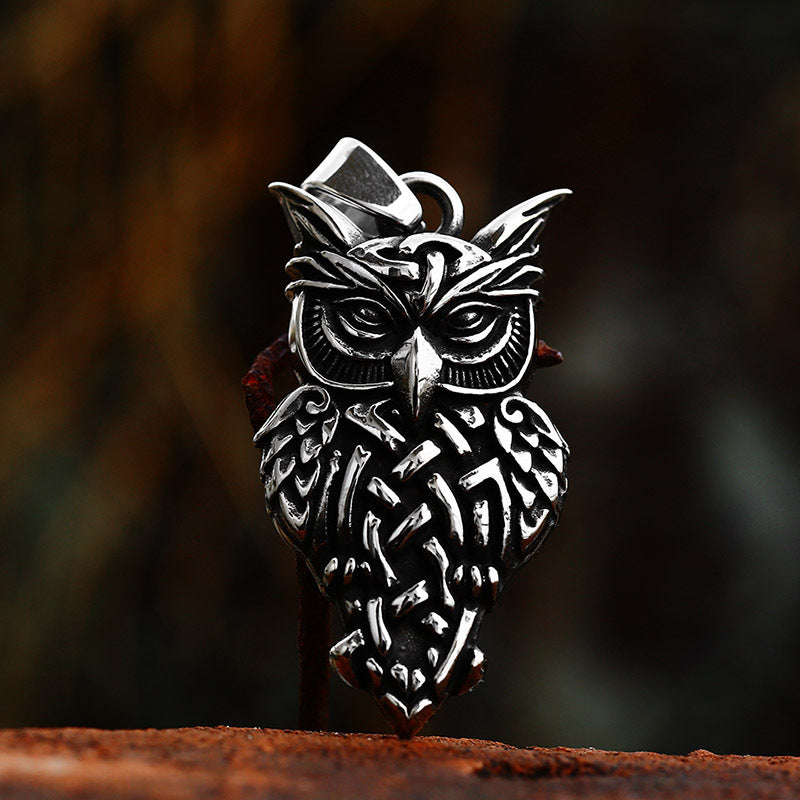 New Viking Celtic Knot Owl Pendant Wholesale Stainless Steel Casting Retro Item Jewelry