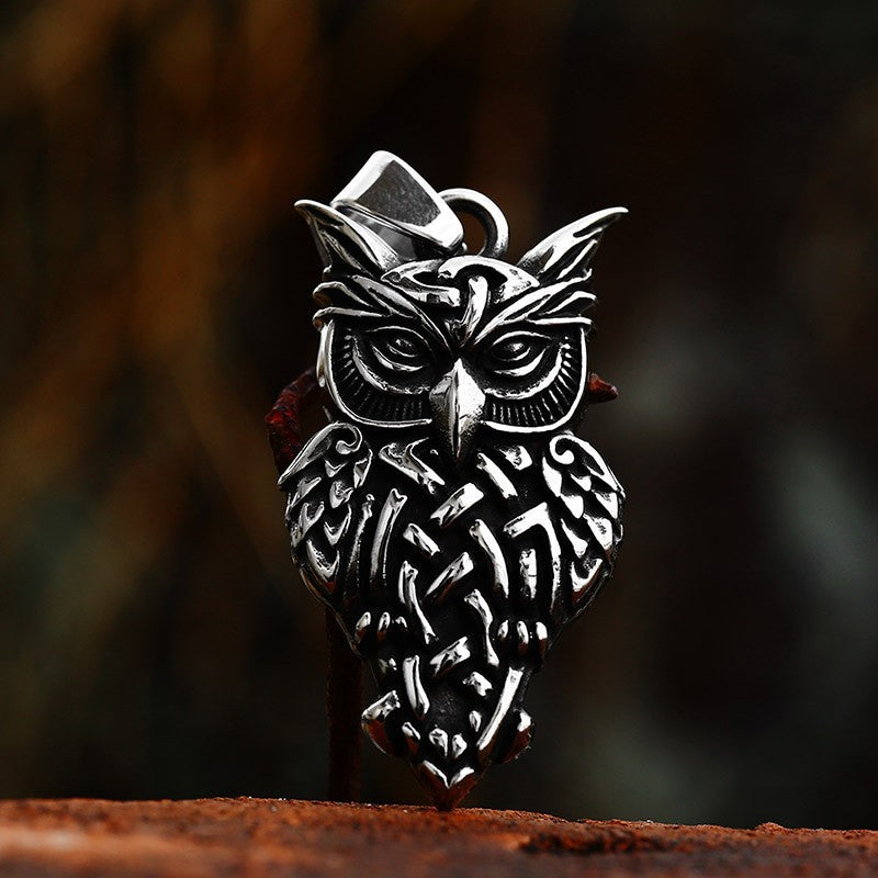 New Viking Celtic Knot Owl Pendant Wholesale Stainless Steel Casting Retro Item Jewelry