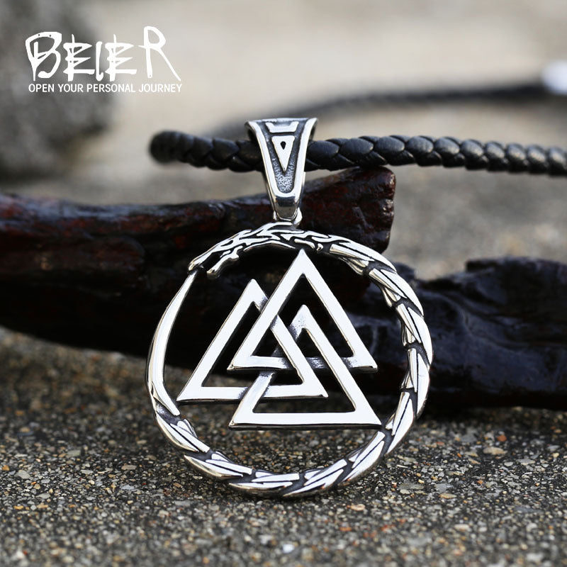 New Stainless Steel Viking Pendant Cross-border Nordic Men's Necklace Retro Style Titanium Steel Tail Snake Pendant