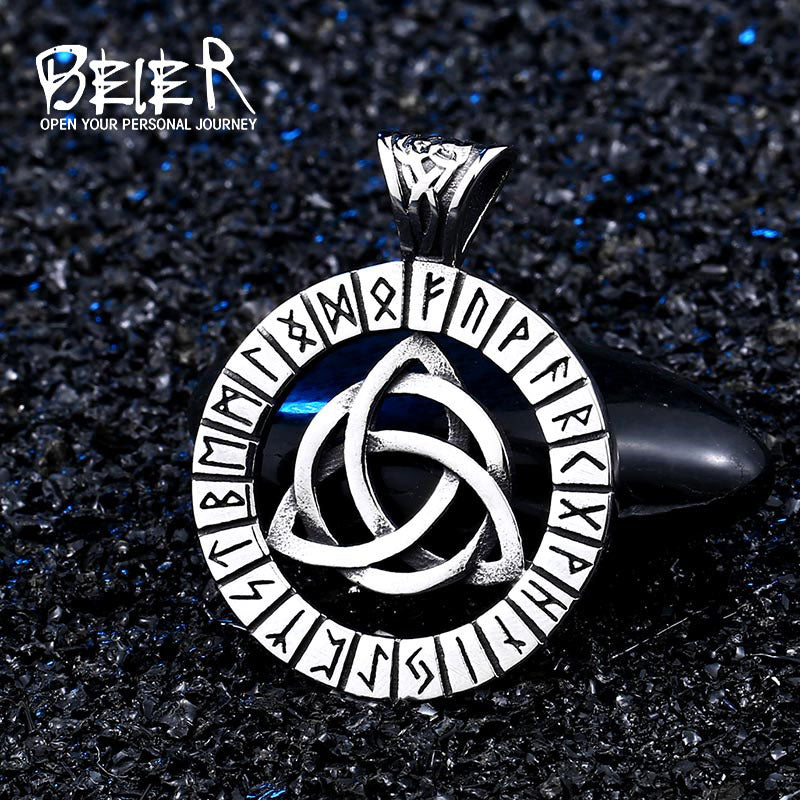 Stainless Steel Viking Celtic Knot Luen Text Titanium Steel Pendant