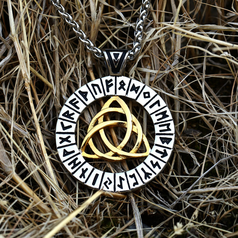 Stainless Steel Viking Celtic Knot Luen Text Titanium Steel Pendant