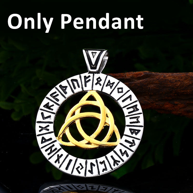 Stainless Steel Viking Celtic Knot Luen Text Titanium Steel Pendant