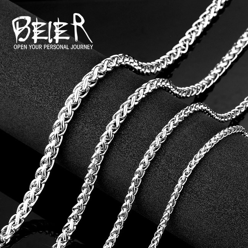 Stainless Steel Clavicle Chain, Men's Fashion Titanium Steel Necklace, Korean Style, Unique Dragon Bone Chain, Flower Basket Chain.