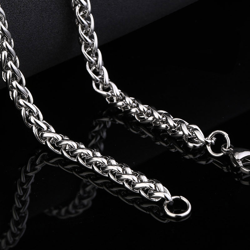 Stainless Steel Clavicle Chain, Men's Fashion Titanium Steel Necklace, Korean Style, Unique Dragon Bone Chain, Flower Basket Chain.
