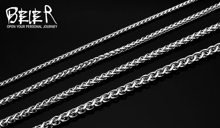 Stainless Steel Clavicle Chain, Men's Fashion Titanium Steel Necklace, Korean Style, Unique Dragon Bone Chain, Flower Basket Chain.