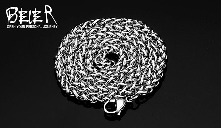 Stainless Steel Clavicle Chain, Men's Fashion Titanium Steel Necklace, Korean Style, Unique Dragon Bone Chain, Flower Basket Chain.