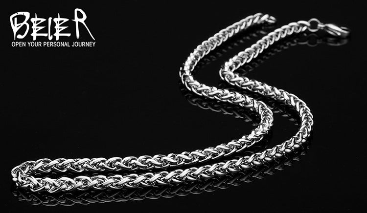 Stainless Steel Clavicle Chain, Men's Fashion Titanium Steel Necklace, Korean Style, Unique Dragon Bone Chain, Flower Basket Chain.