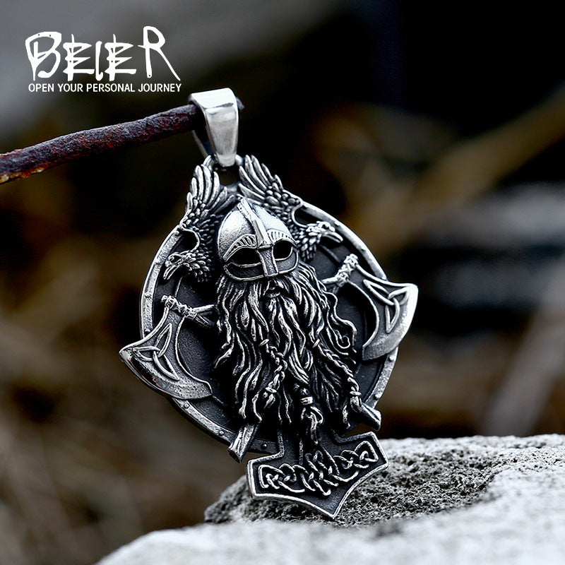 Viking Pirate Double Axe Titanium Steel Pendant New Retro Stainless Steel Celtic Knot Jewelry