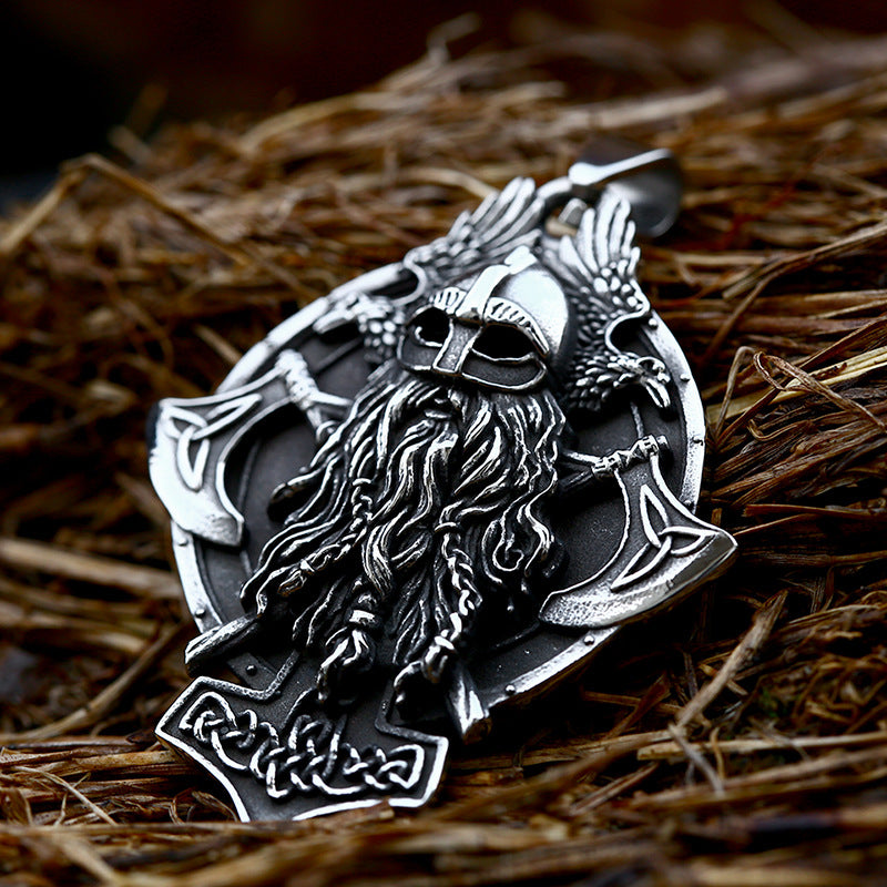 Viking Pirate Double Axe Titanium Steel Pendant New Retro Stainless Steel Celtic Knot Jewelry