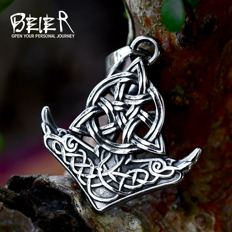 Viking Celtic Knot Stainless Steel Pendant Wholesale Titanium Steel Ship Anchor Necklace Pendant