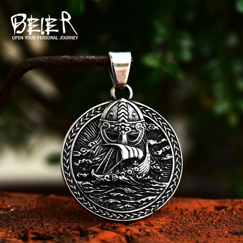 New Viking Pirate Ship Titanium Steel Pendant Wholesale Fashion Titanium Steel Necklace Pendant