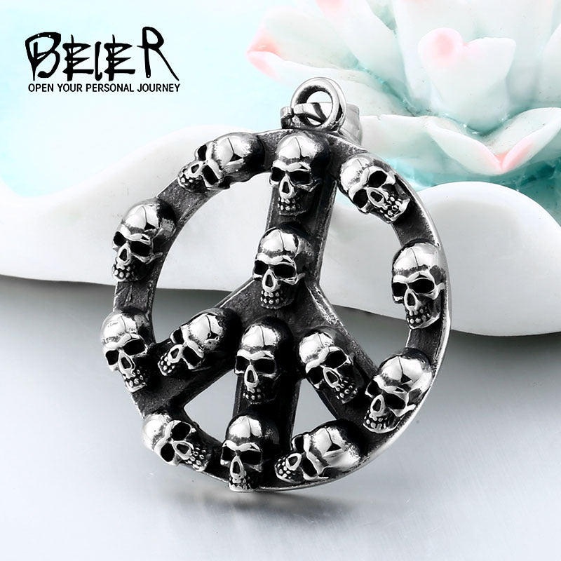 Punk Men's Titanium Steel Jewelry Wholesale Retro Anti War Peace Viking Pendant Stainless Steel Accessories