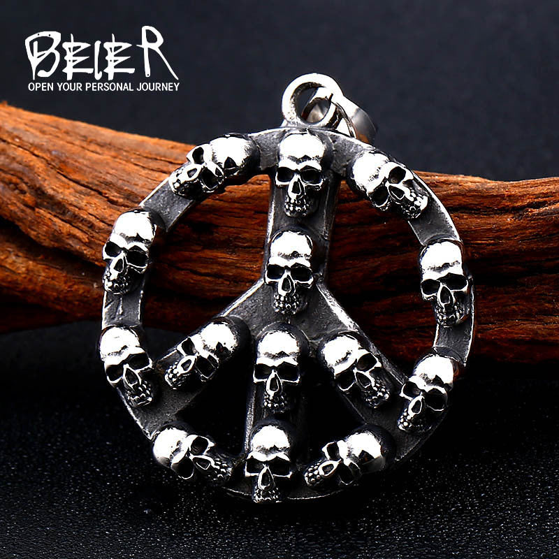 Punk Men's Titanium Steel Jewelry Wholesale Retro Anti War Peace Viking Pendant Stainless Steel Accessories