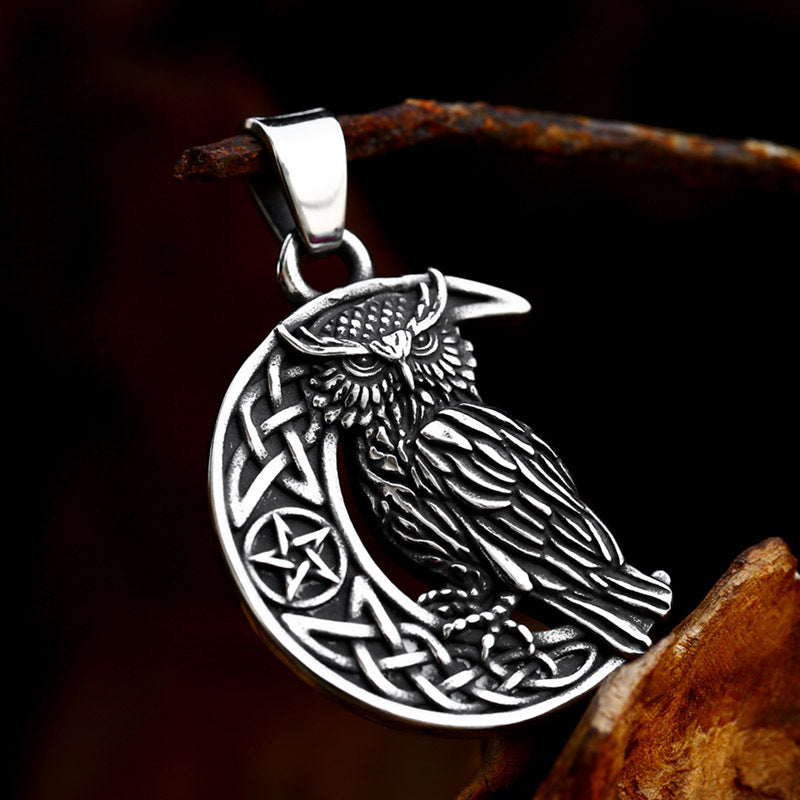 New Stainless Steel Moon Owl Pendant Viking Celtic Knot Titanium Steel Pendant