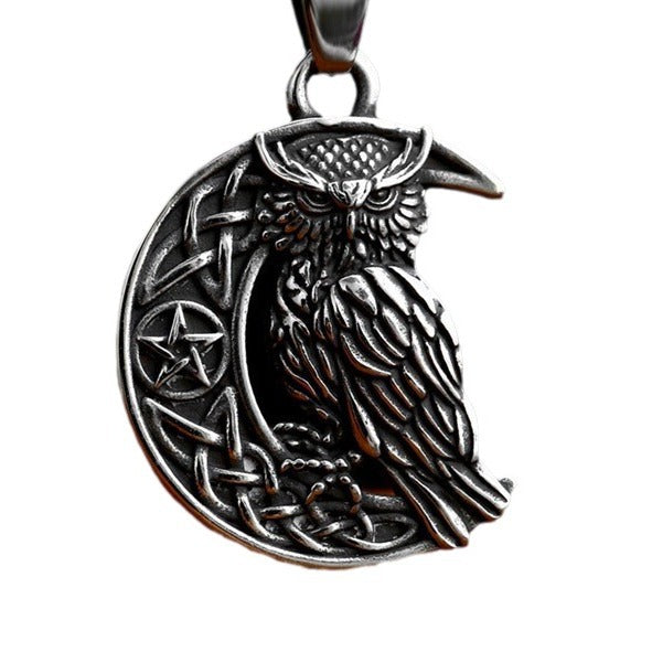 New Stainless Steel Moon Owl Pendant Viking Celtic Knot Titanium Steel Pendant