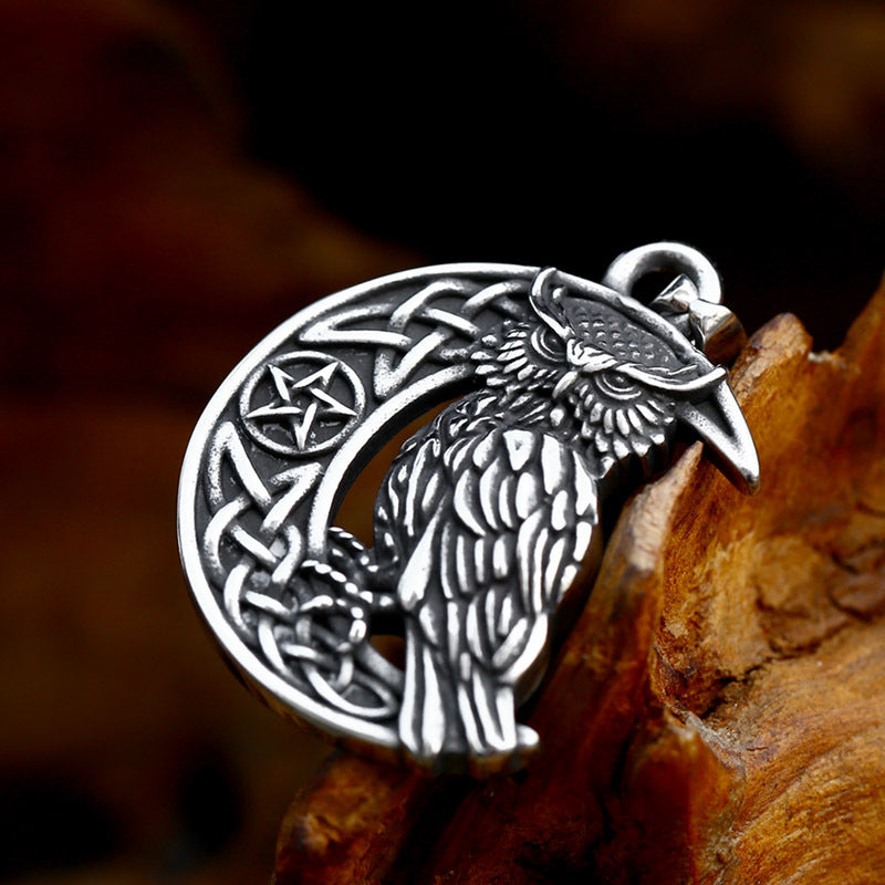 New Stainless Steel Moon Owl Pendant Viking Celtic Knot Titanium Steel Pendant