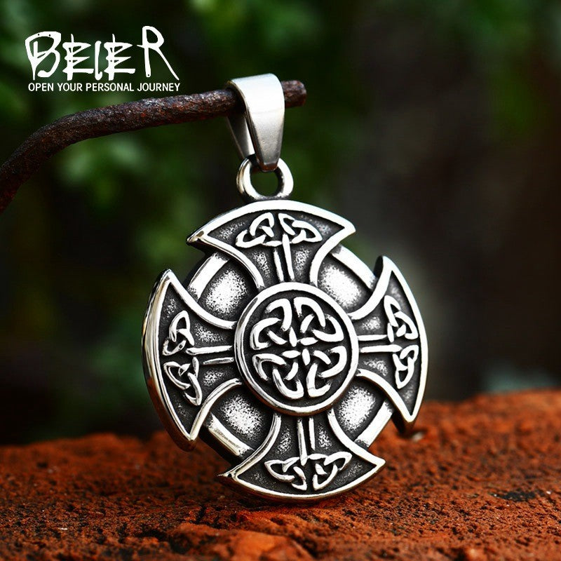 Viking Celtic Knot Cross Necklace Accessories Wholesale New Stainless Steel Men's Pendant