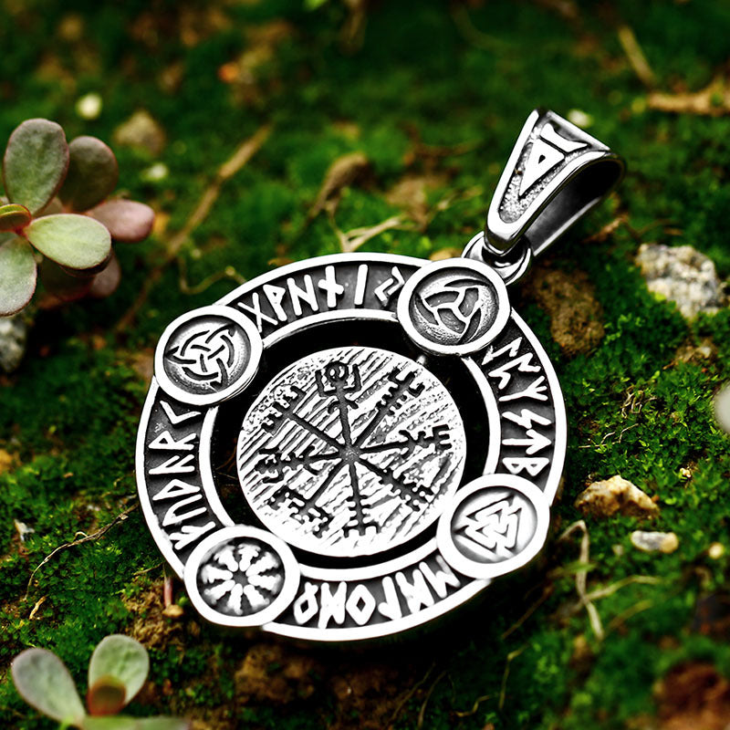 New Stainless Steel Viking Totem Letter Pendant Flip Titanium Steel Men's Headpiece Jewelry