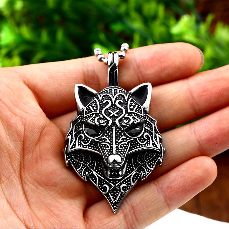 Titanium Steel Punk Viking Wolf Pendant Retro Men's Pendant