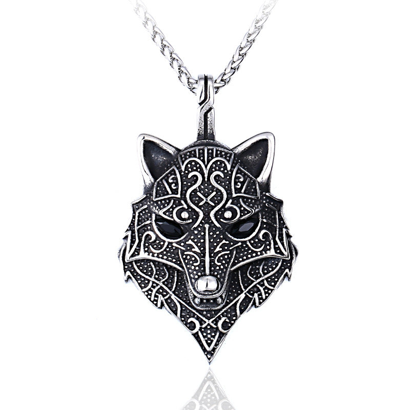 Titanium Steel Punk Viking Wolf Pendant Retro Men's Pendant