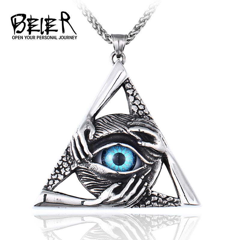 Stainless Steel Devil's Eye Evil Hand Pendant Punk Dominance Titanium Steel Pendant