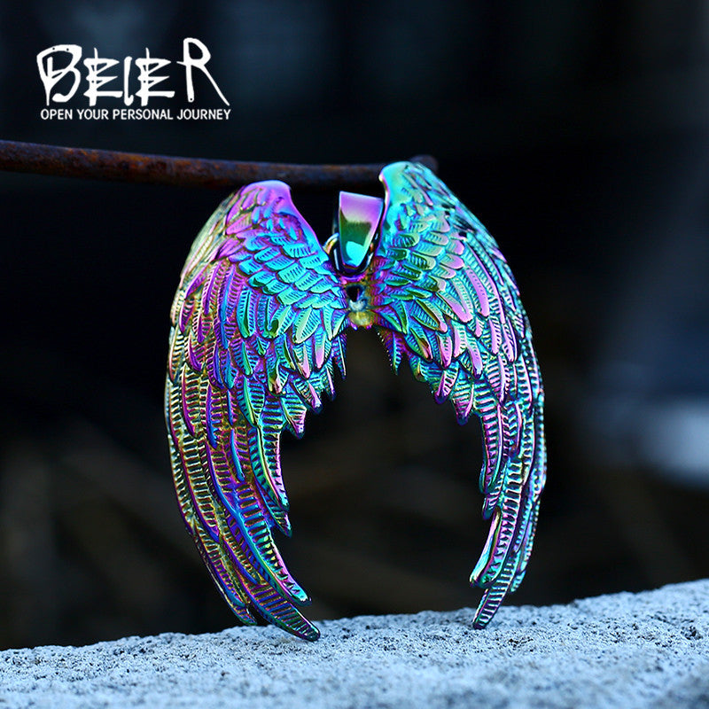 Stainless Steel Angel Wing Pendant, Fashionable and Personalized Titanium Steel Pendant Accessory for Men and Women