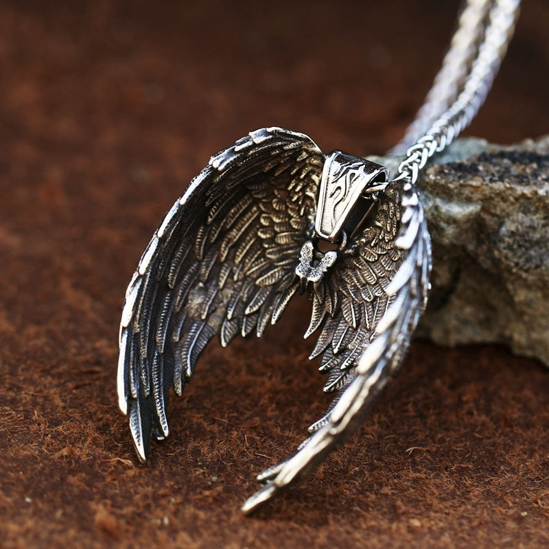 Stainless Steel Angel Wing Pendant, Fashionable and Personalized Titanium Steel Pendant Accessory for Men and Women