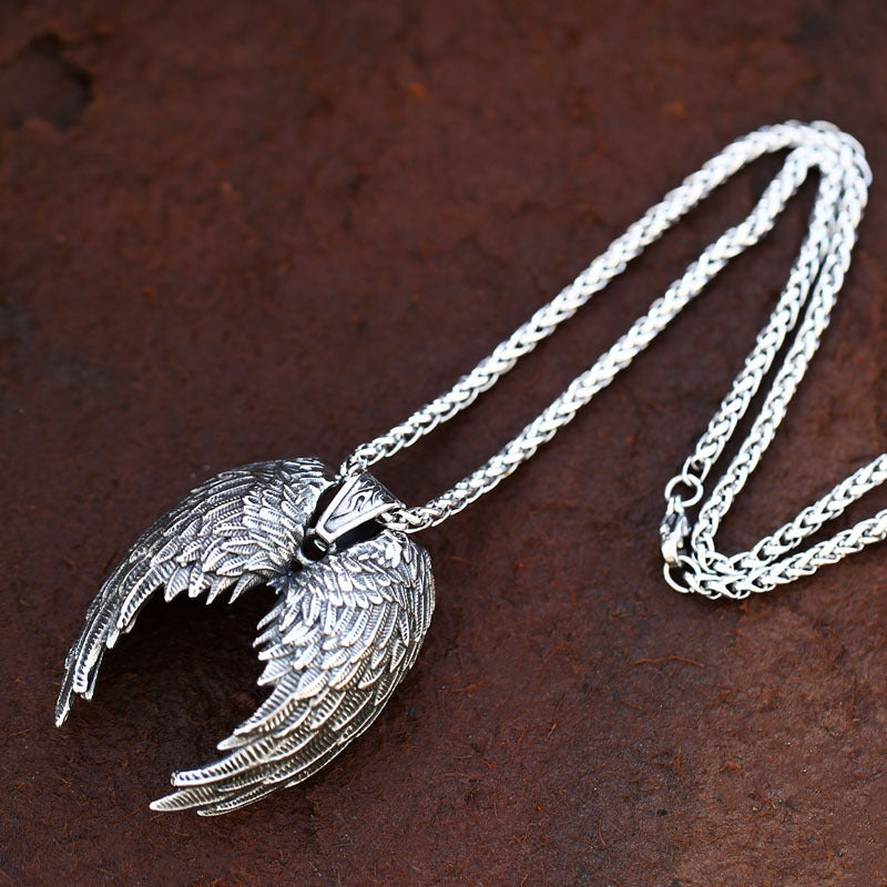 Stainless Steel Angel Wing Pendant, Fashionable and Personalized Titanium Steel Pendant Accessory for Men and Women