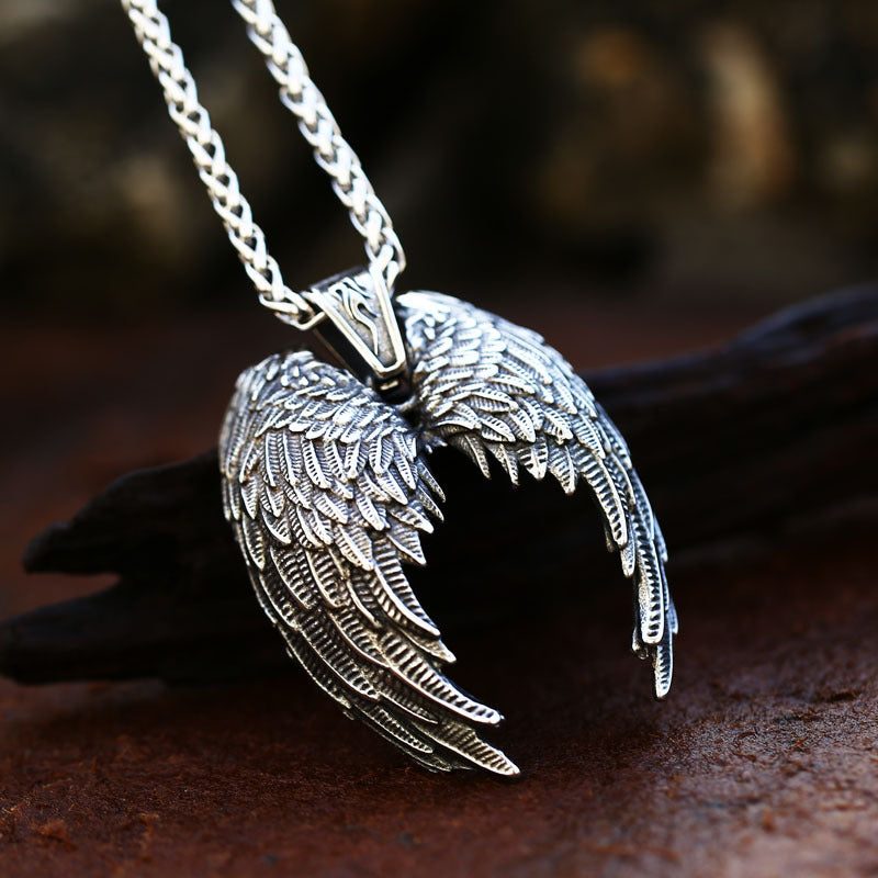 Stainless Steel Angel Wing Pendant, Fashionable and Personalized Titanium Steel Pendant Accessory for Men and Women