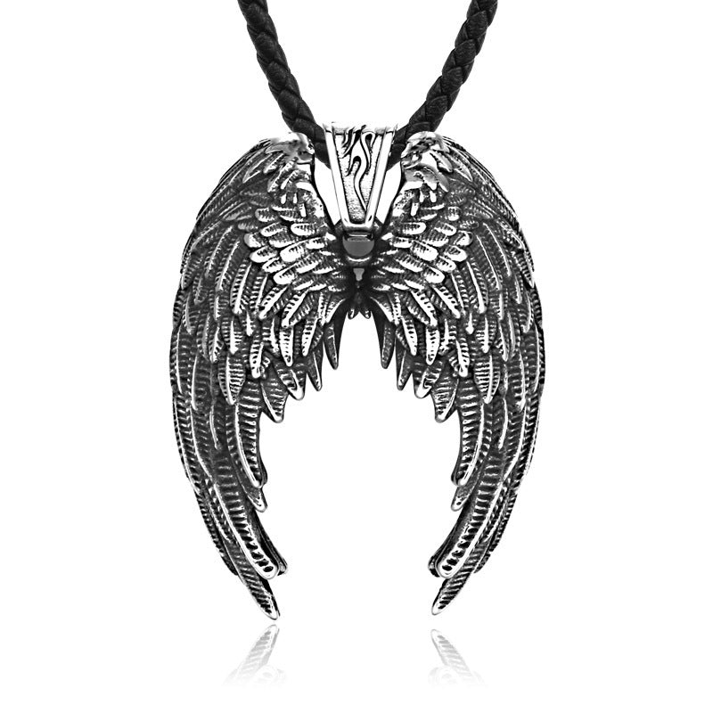 Stainless Steel Angel Wing Pendant, Fashionable and Personalized Titanium Steel Pendant Accessory for Men and Women