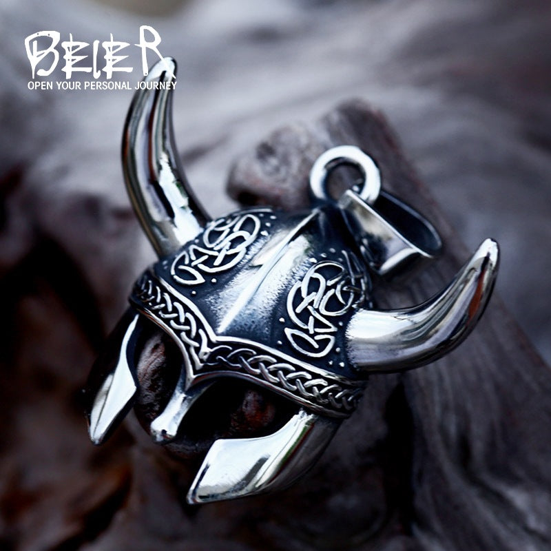 Stainless steel Viking Celtic knot pirate mask pendant, retro titanium steel men's pendant