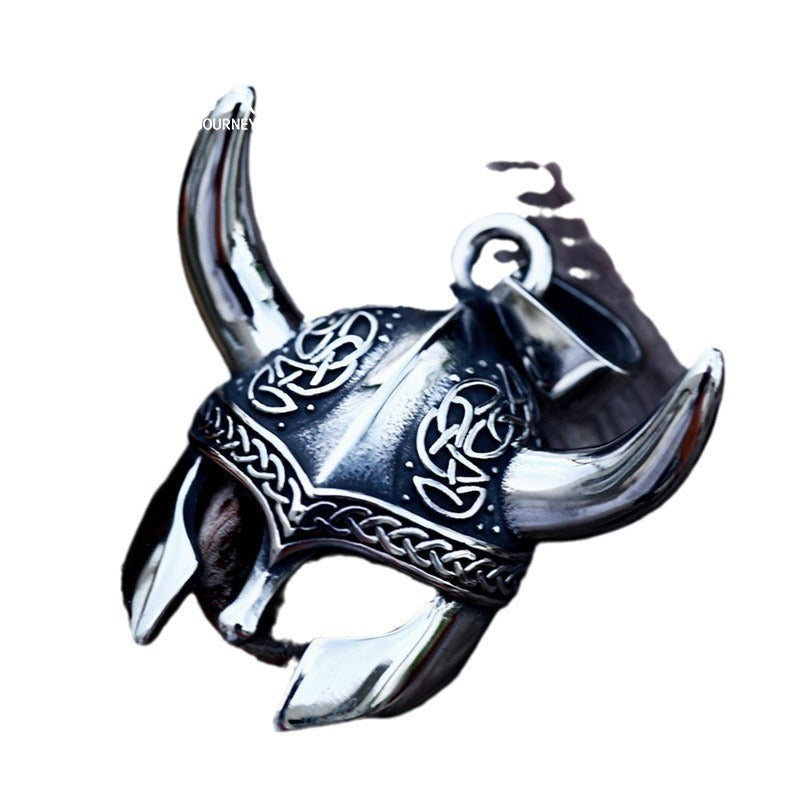 Stainless steel Viking Celtic knot pirate mask pendant, retro titanium steel men's pendant